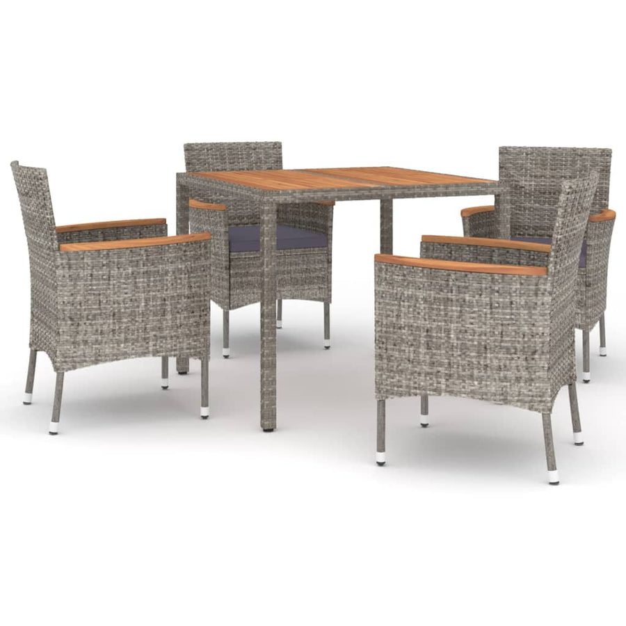 5-Delige Tuinset Met Kussens Poly Rattan Grijs 4