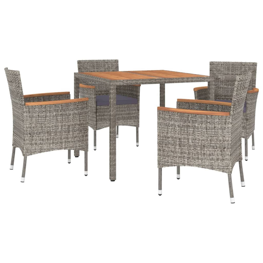 5-Delige Tuinset Met Kussens Poly Rattan Grijs 4