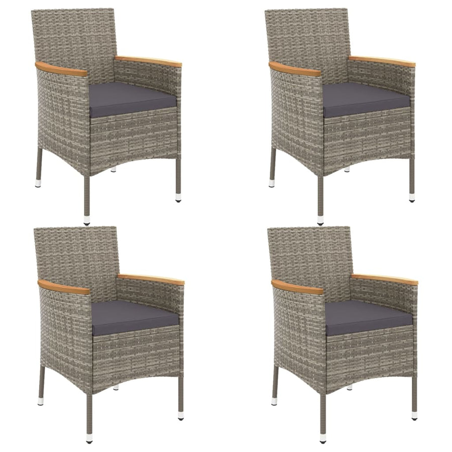 5-Delige Tuinset Met Kussens Poly Rattan Grijs 4
