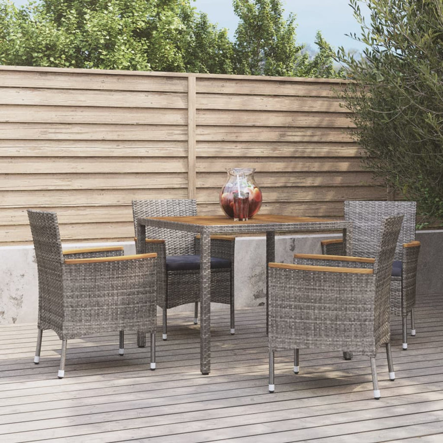 5-Delige Tuinset Met Kussens Poly Rattan Grijs 4