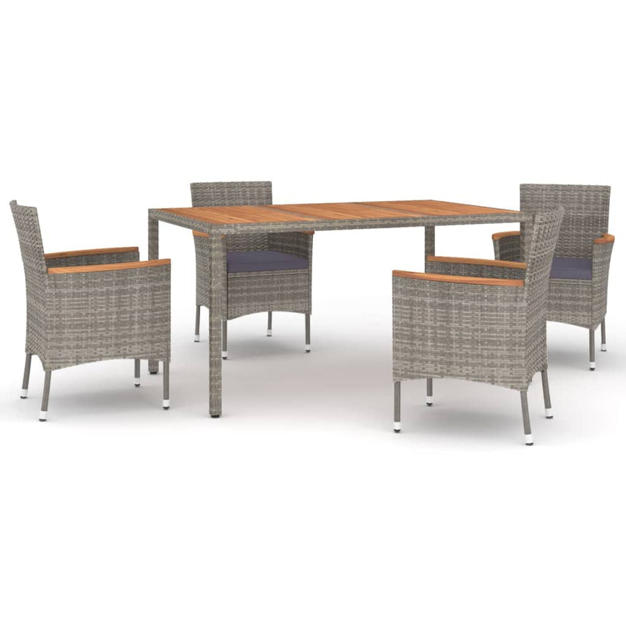 5-Delige Tuinset Met Kussens Poly Rattan Grijs 4