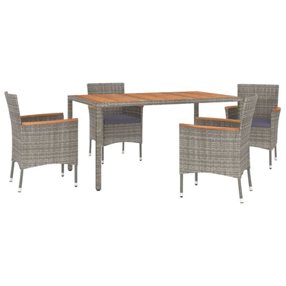 5-Delige Tuinset Met Kussens Poly Rattan Grijs 4