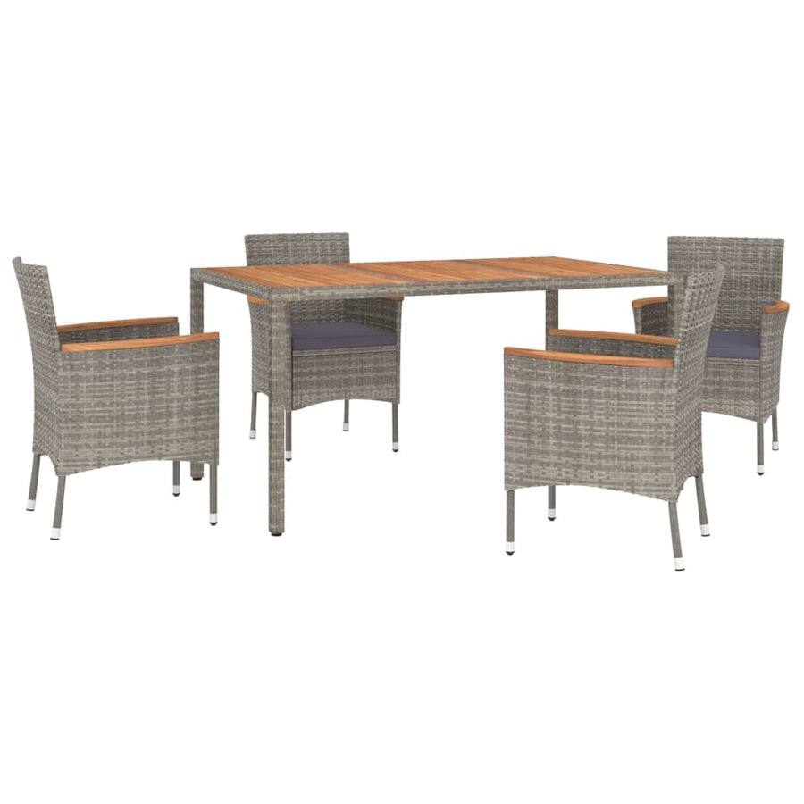 5-Delige Tuinset Met Kussens Poly Rattan Grijs 4