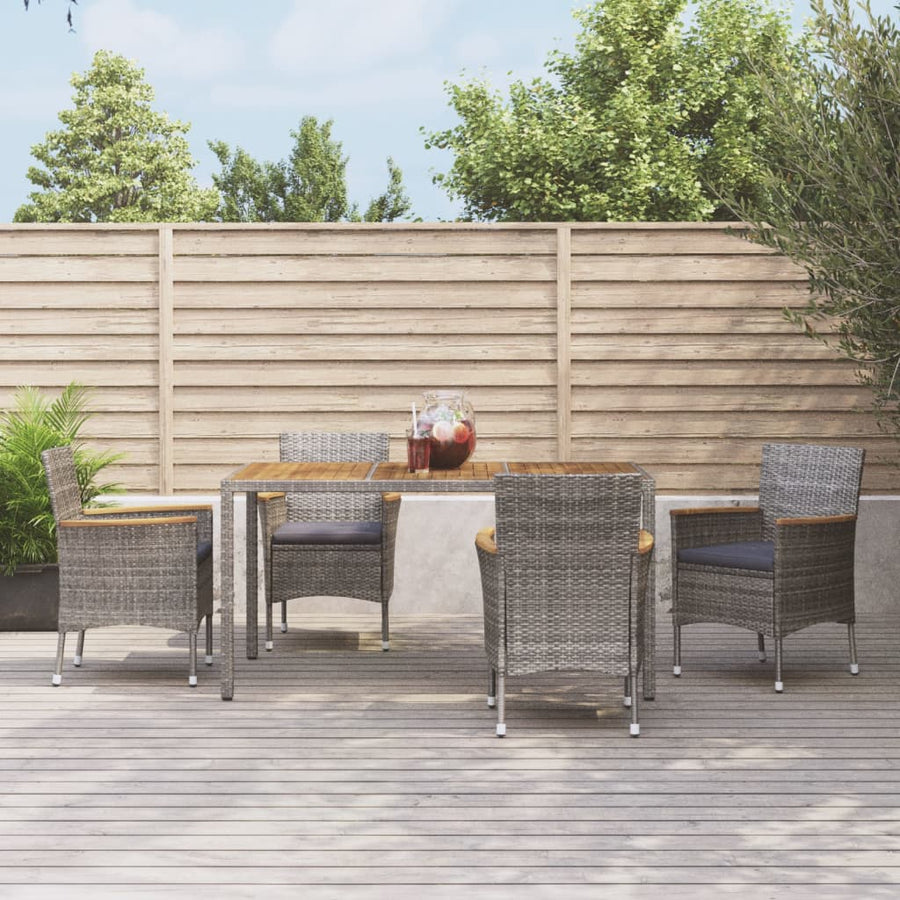 5-Delige Tuinset Met Kussens Poly Rattan Grijs 4