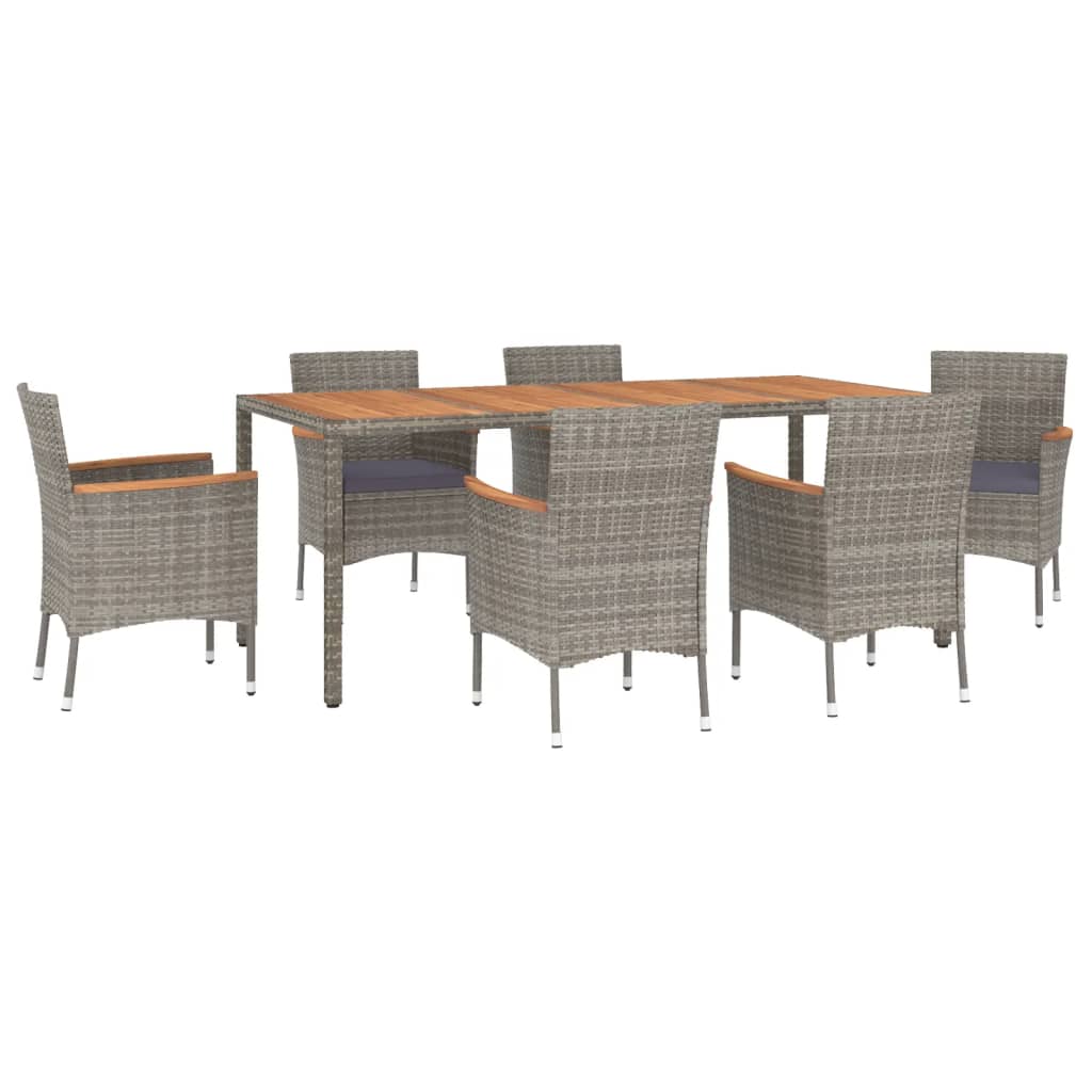 7-Delige Tuinset Met Kussens Poly Rattan Grijs 6