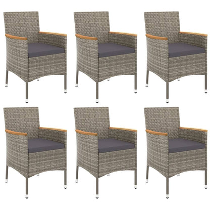 7-Delige Tuinset Met Kussens Poly Rattan Grijs 6