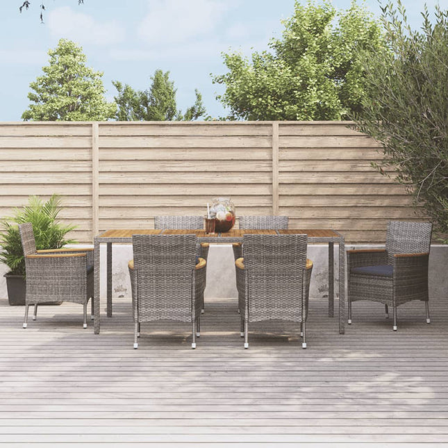 7-delige Tuinset met kussens poly rattan grijs