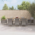 -Delige Tuinset Met Kussens Poly Rattan Grijs 9 250 cm tafellengte