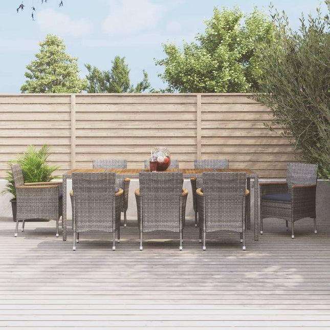 -Delige Tuinset Met Kussens Poly Rattan Grijs 9 250 cm tafellengte