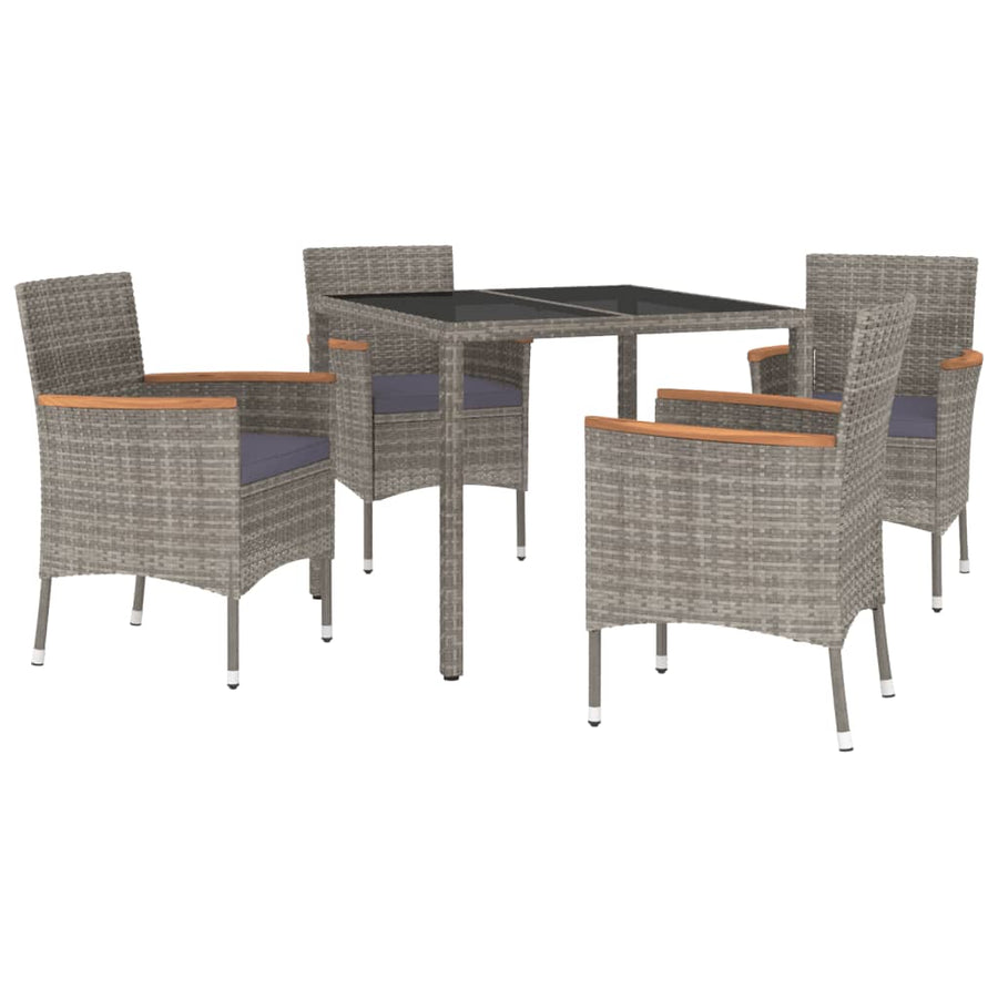 5-Delige Tuinset Met Kussens Poly Rattan Grijs 4