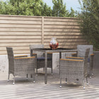 Tuinset 5-delig poly rattan grijs
