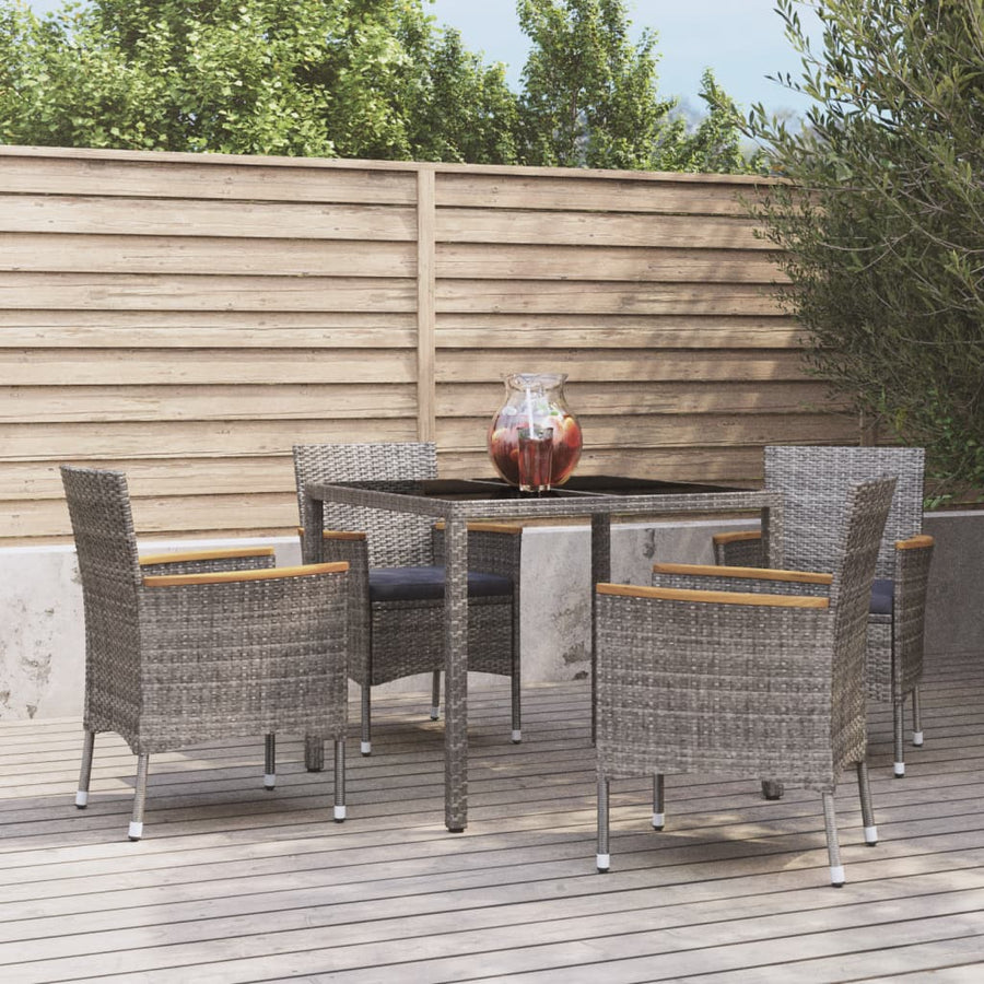 5-Delige Tuinset Met Kussens Poly Rattan Grijs 4
