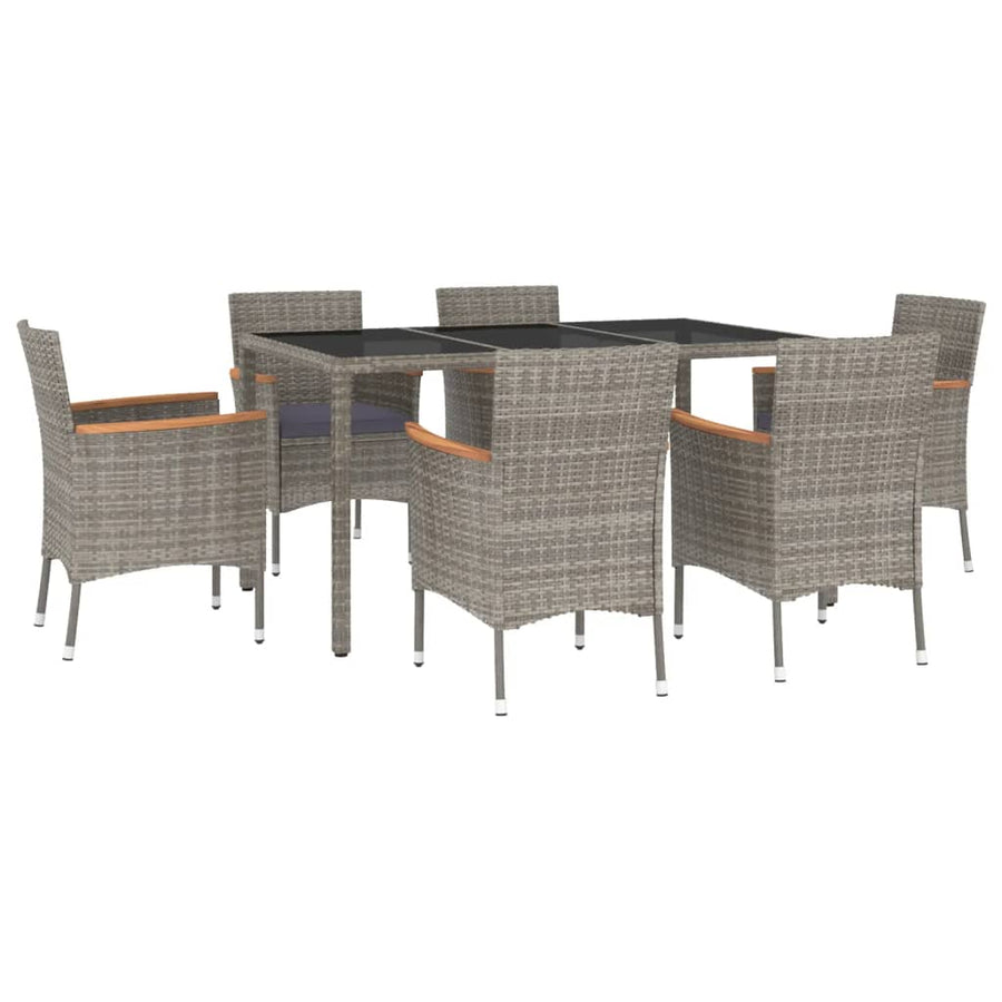 7-Delige Tuinset Met Kussens Poly Rattan Grijs 6