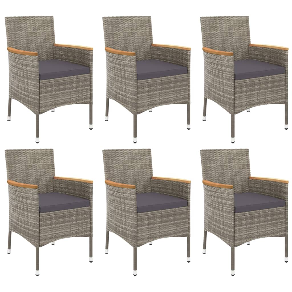 7-Delige Tuinset Met Kussens Poly Rattan Grijs 6