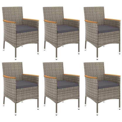 7-Delige Tuinset Met Kussens Poly Rattan Grijs 6