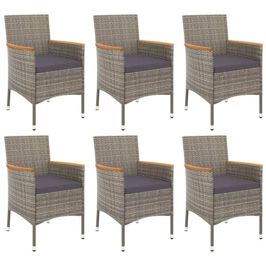 7-Delige Tuinset Met Kussens Poly Rattan Grijs 6
