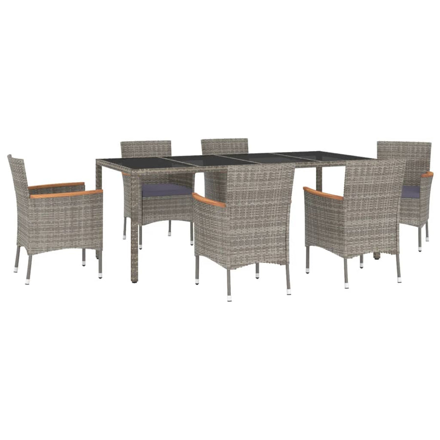 7-Delige Tuinset Met Kussens Poly Rattan Grijs 6