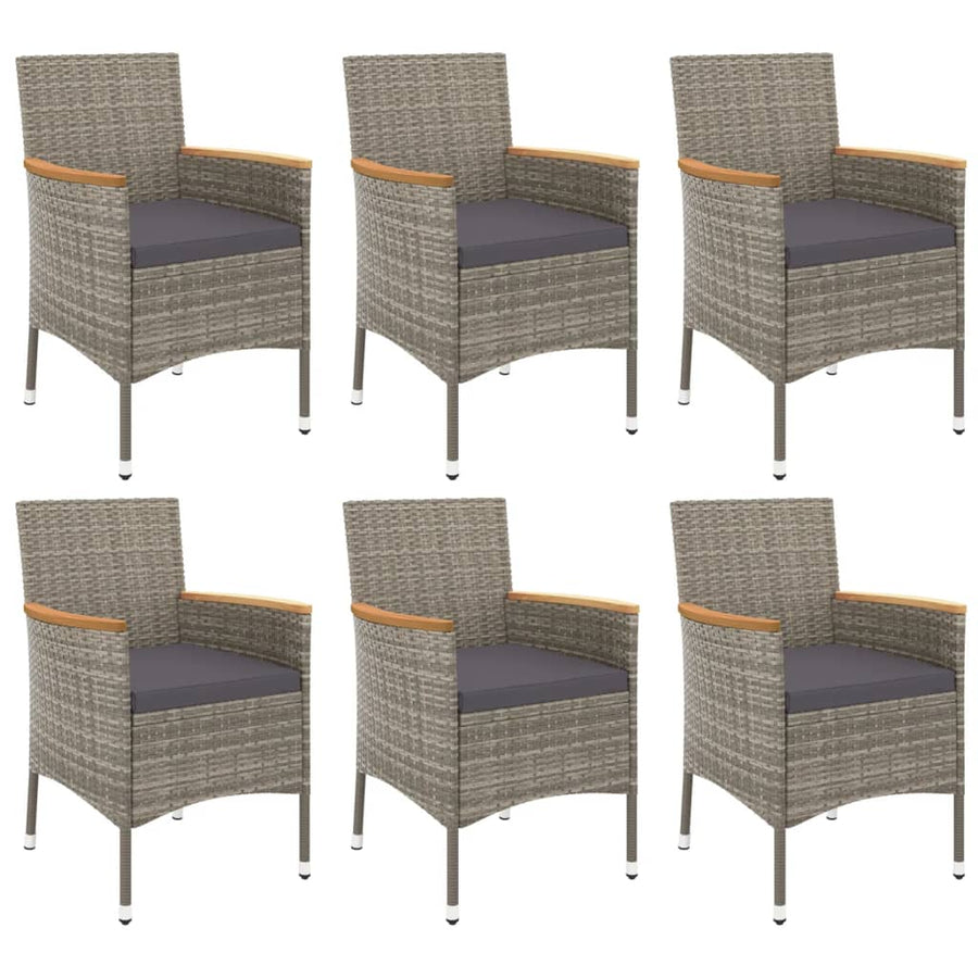 7-Delige Tuinset Met Kussens Poly Rattan Grijs 6