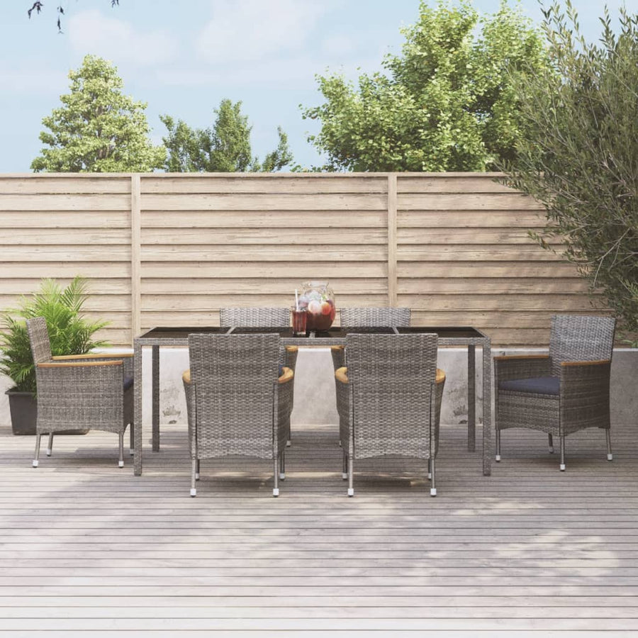 7-Delige Tuinset Met Kussens Poly Rattan Grijs 6