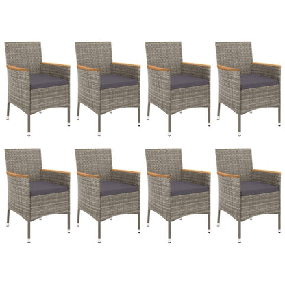 9-Delige Tuinset Met Kussens Poly Rattan Grijs 8