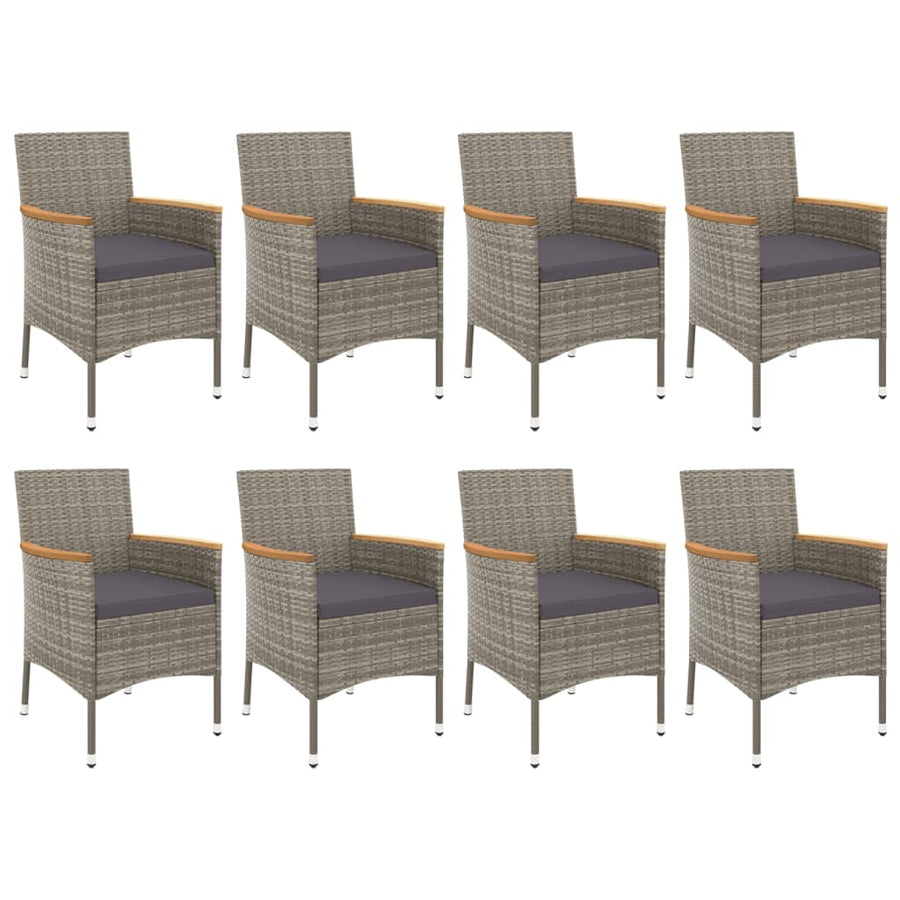 9-Delige Tuinset Met Kussens Poly Rattan Grijs 8