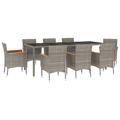 9-Delige Tuinset Met Kussens Poly Rattan Grijs 8