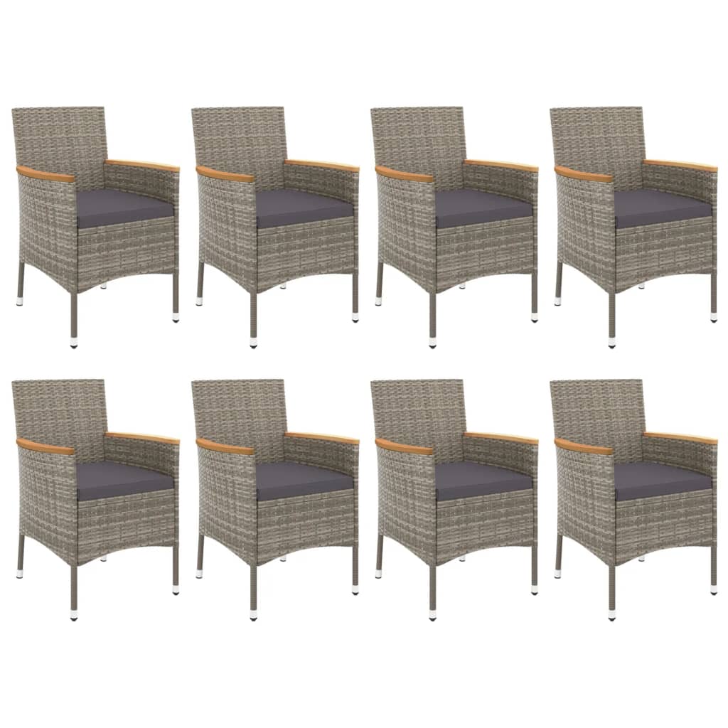 9-Delige Tuinset Met Kussens Poly Rattan Grijs 8