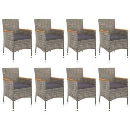9-Delige Tuinset Met Kussens Poly Rattan Grijs 8