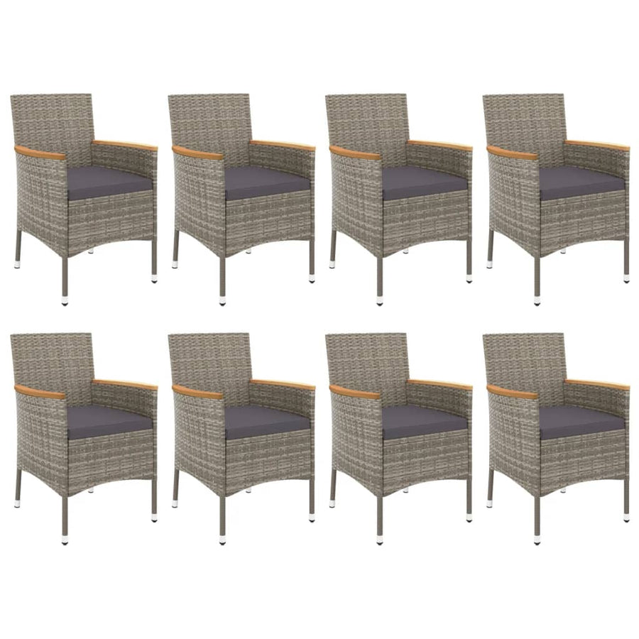 9-Delige Tuinset Met Kussens Poly Rattan Grijs 8