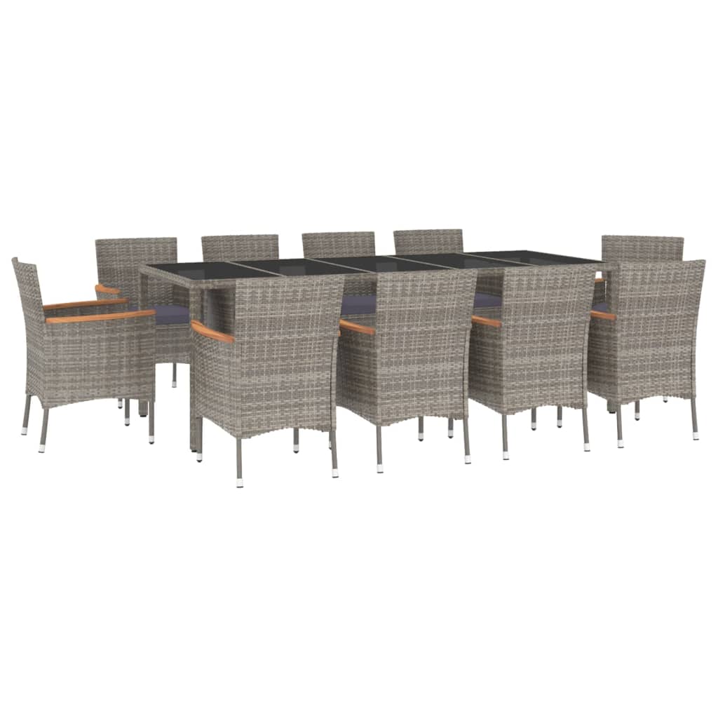 11-Delige Tuinset Met Kussens Poly Rattan Grijs 10