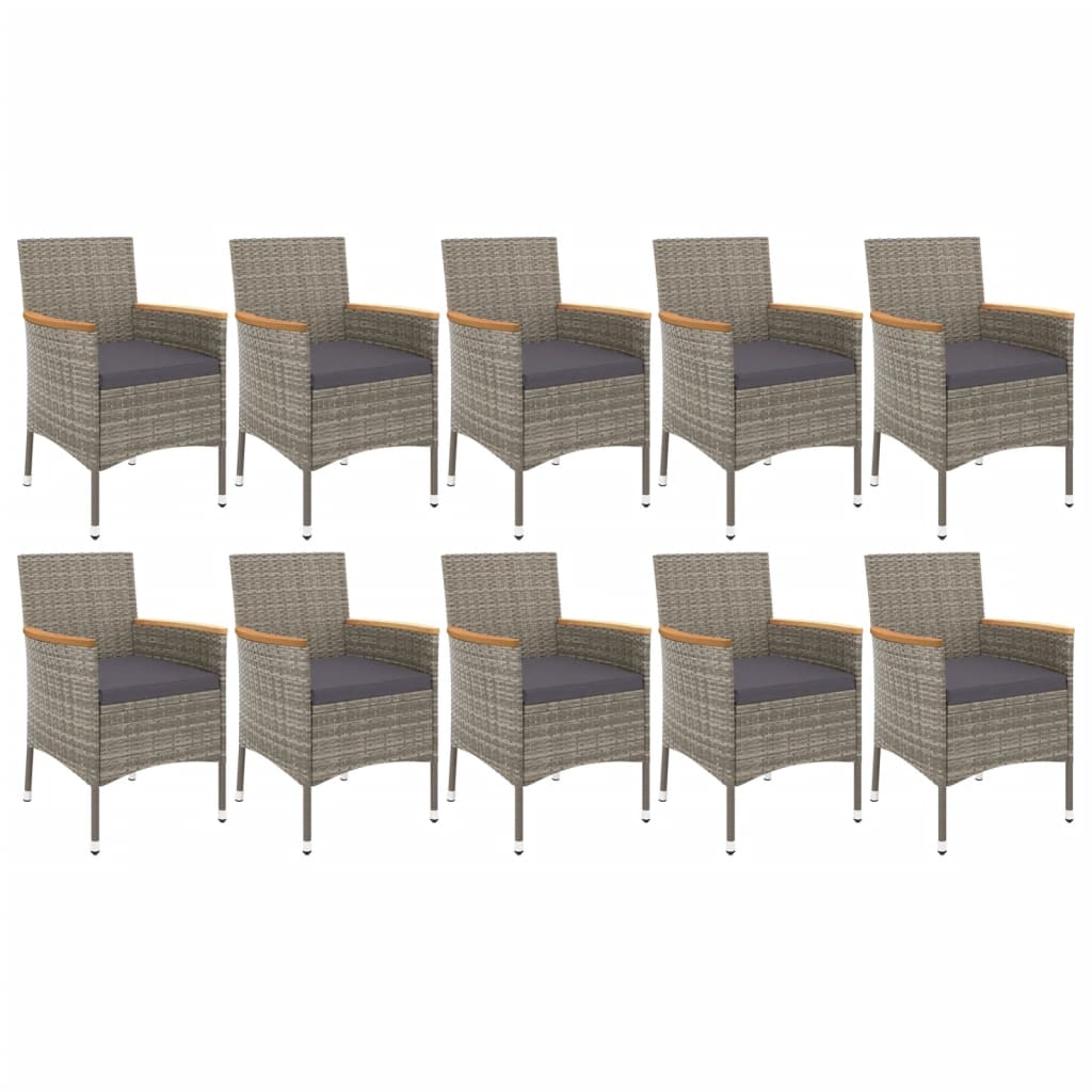 11-Delige Tuinset Met Kussens Poly Rattan Grijs 10