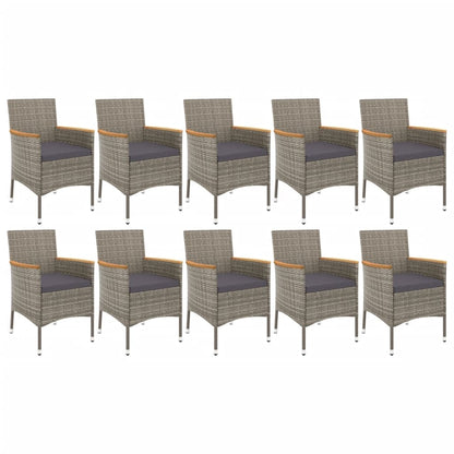 11-Delige Tuinset Met Kussens Poly Rattan Grijs 10