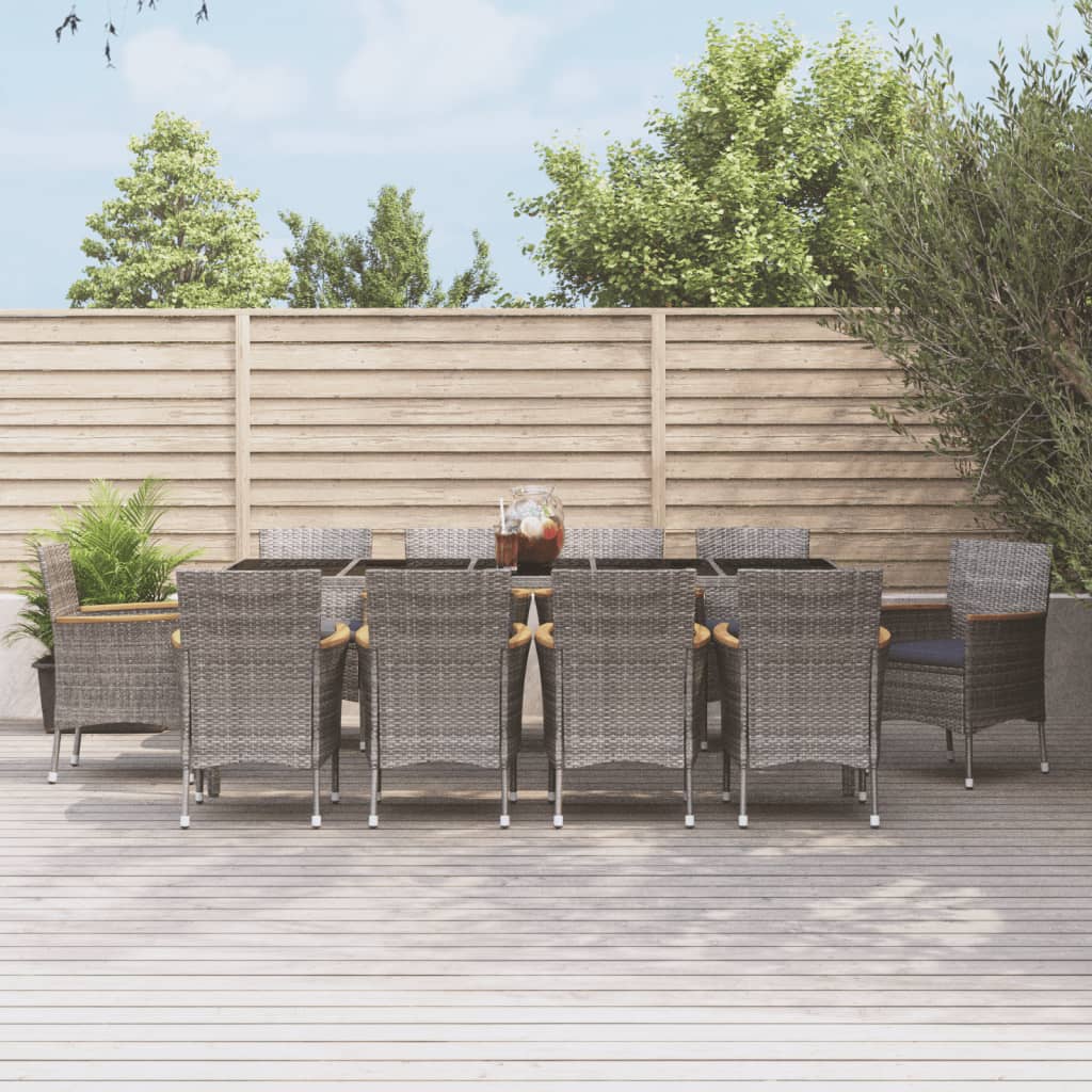 11-Delige Tuinset Met Kussens Poly Rattan Grijs 10