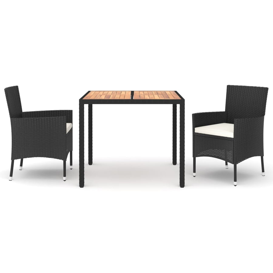 -Delige Tuinset Met Kussens Poly Rattan Zwart 3