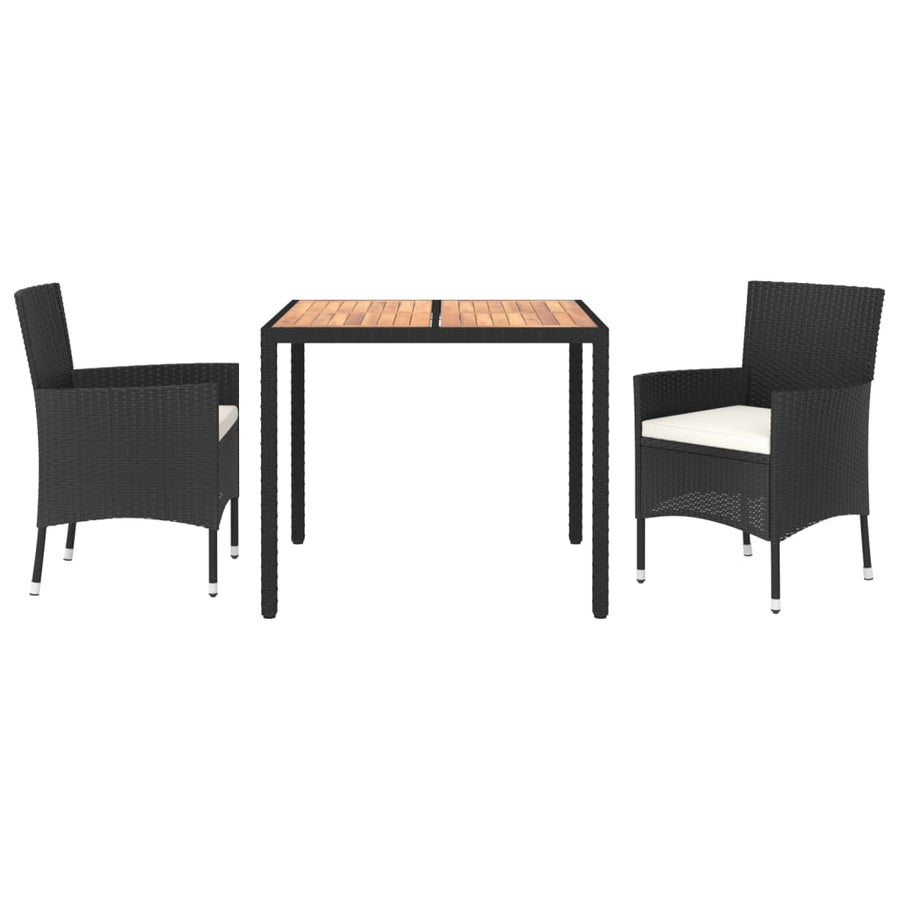 -Delige Tuinset Met Kussens Poly Rattan Zwart 3