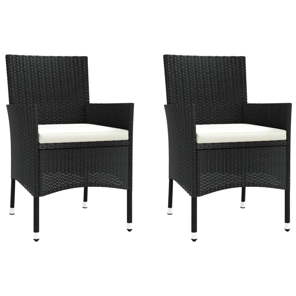 -Delige Tuinset Met Kussens Poly Rattan Zwart 3