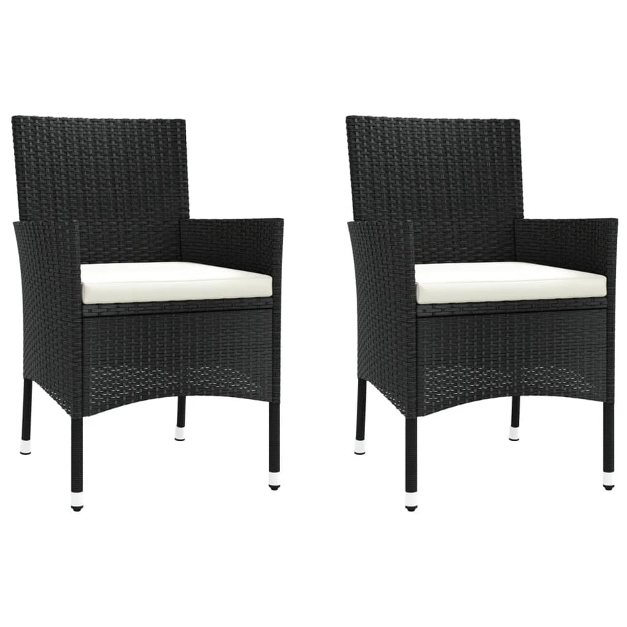 -Delige Tuinset Met Kussens Poly Rattan Zwart 3