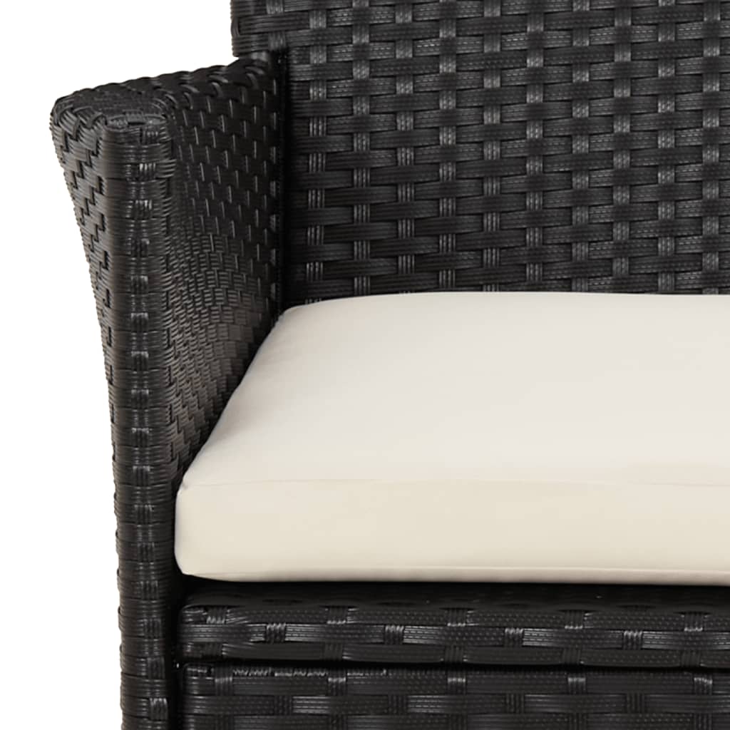 -Delige Tuinset Met Kussens Poly Rattan Zwart 3