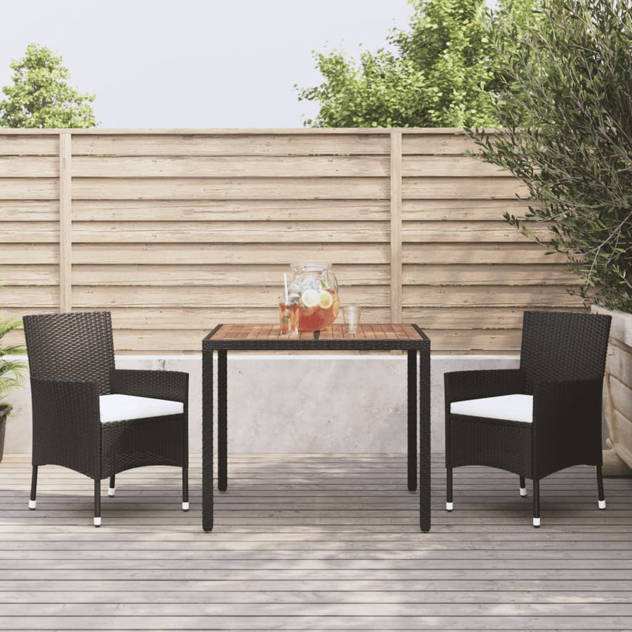 -Delige Tuinset Met Kussens Poly Rattan Zwart 3