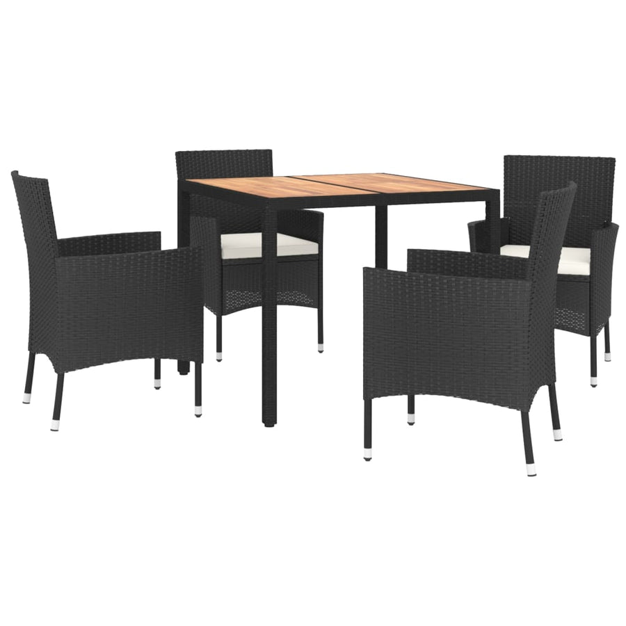 -Delige Tuinset Met Kussens Poly Rattan Zwart 5