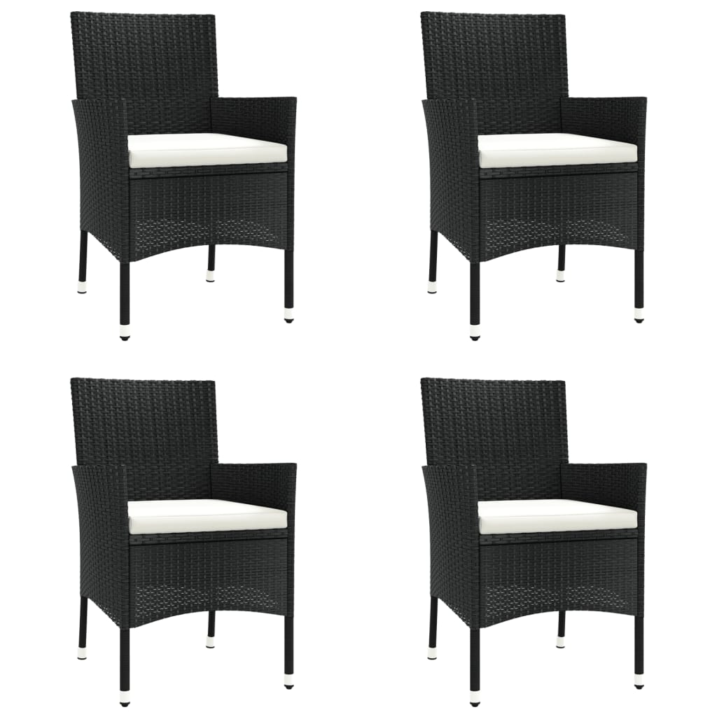 -Delige Tuinset Met Kussens Poly Rattan Zwart 5