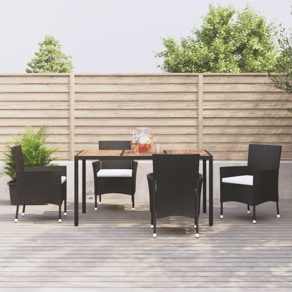 Tuinset Met Kussens Poly Rattan Zwart 5