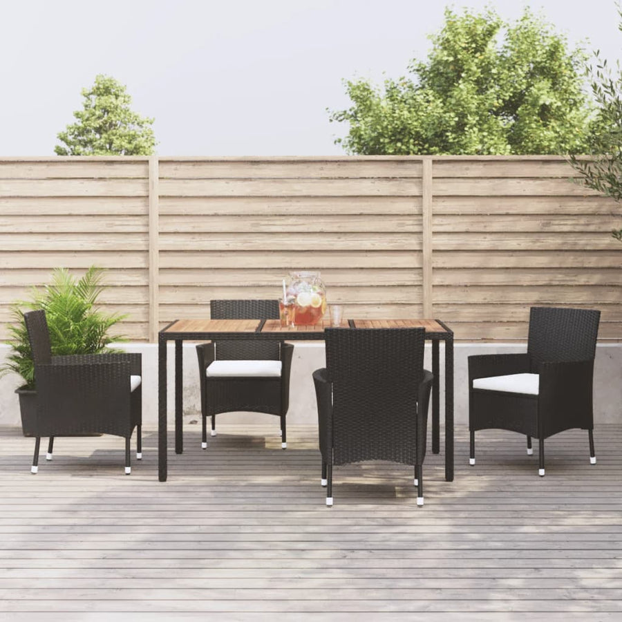 Tuinset Met Kussens Poly Rattan Zwart 5