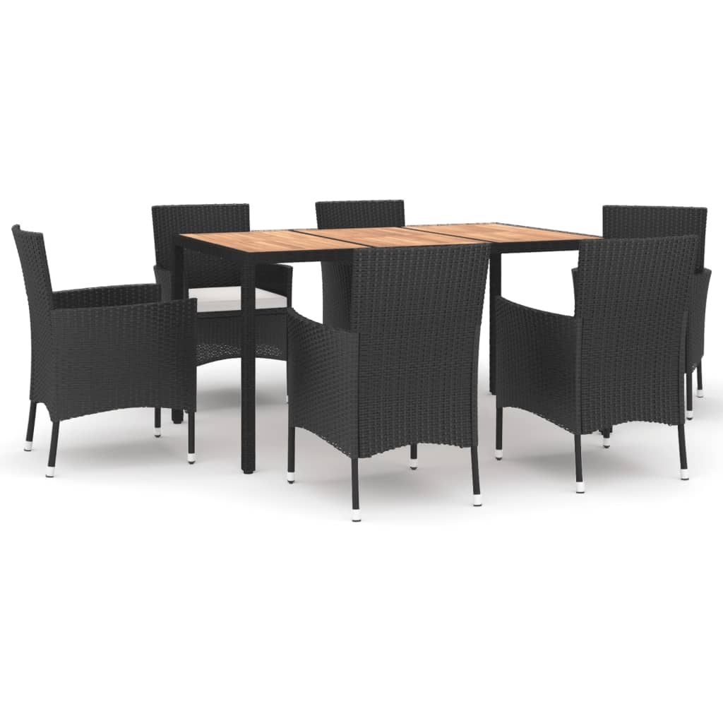 Tuinset Met Kussens Poly Rattan Zwart 7