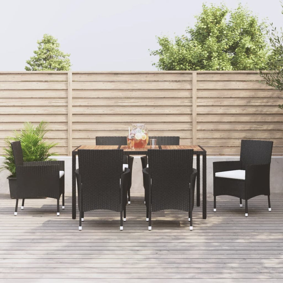 Tuinset Met Kussens Poly Rattan Zwart 7
