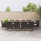 -Delige Tuinset Met Kussens Poly Rattan Zwart 11 250 cm tafellengte