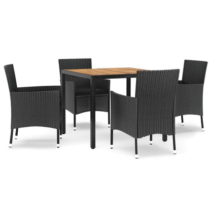 -Delige Tuinset Met Kussens Poly Rattan Zwart 5