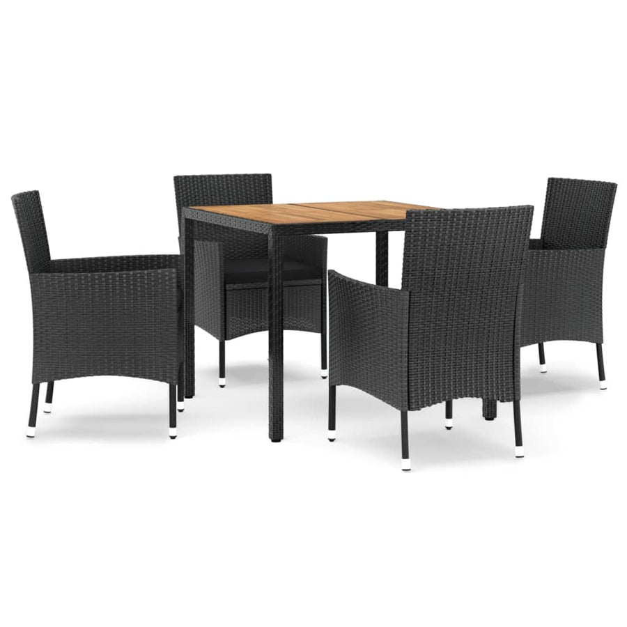 -Delige Tuinset Met Kussens Poly Rattan Zwart 5