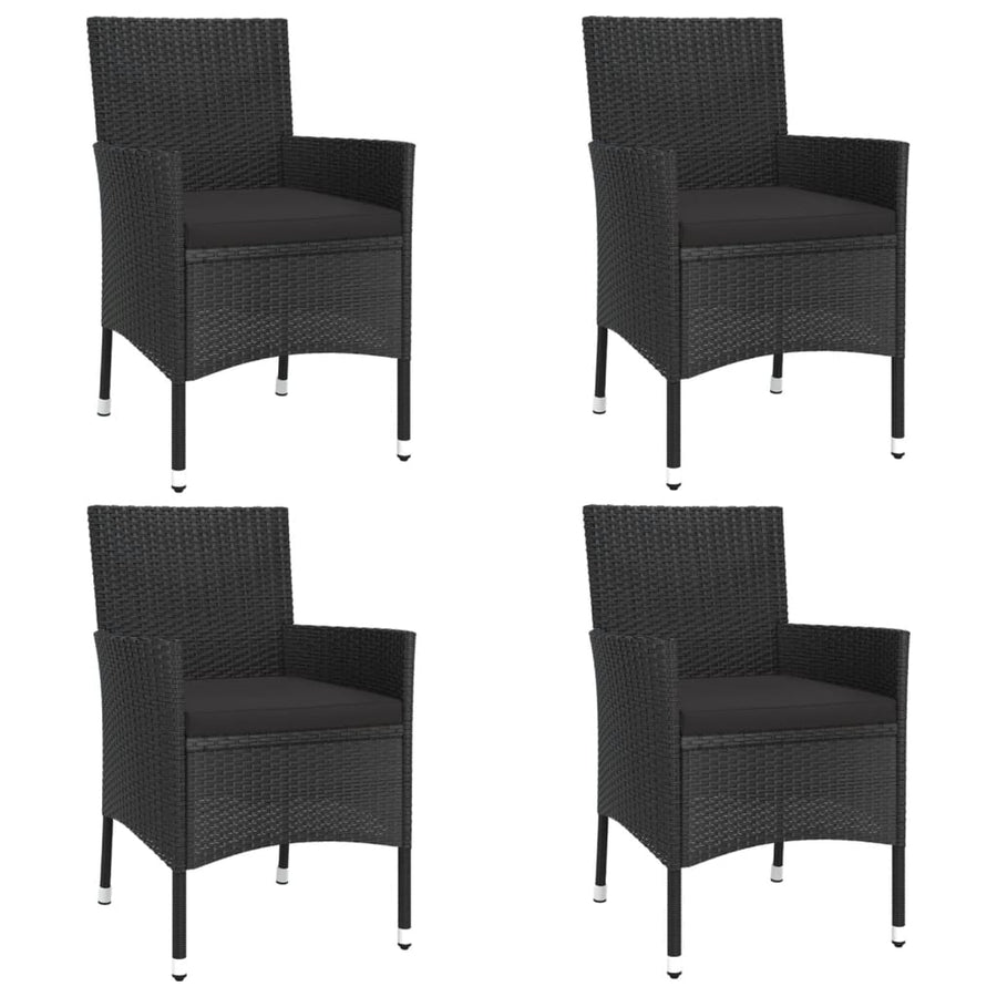 -Delige Tuinset Met Kussens Poly Rattan Zwart 5