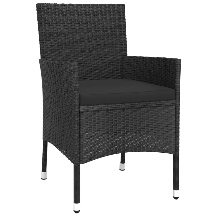 -Delige Tuinset Met Kussens Poly Rattan Zwart 5